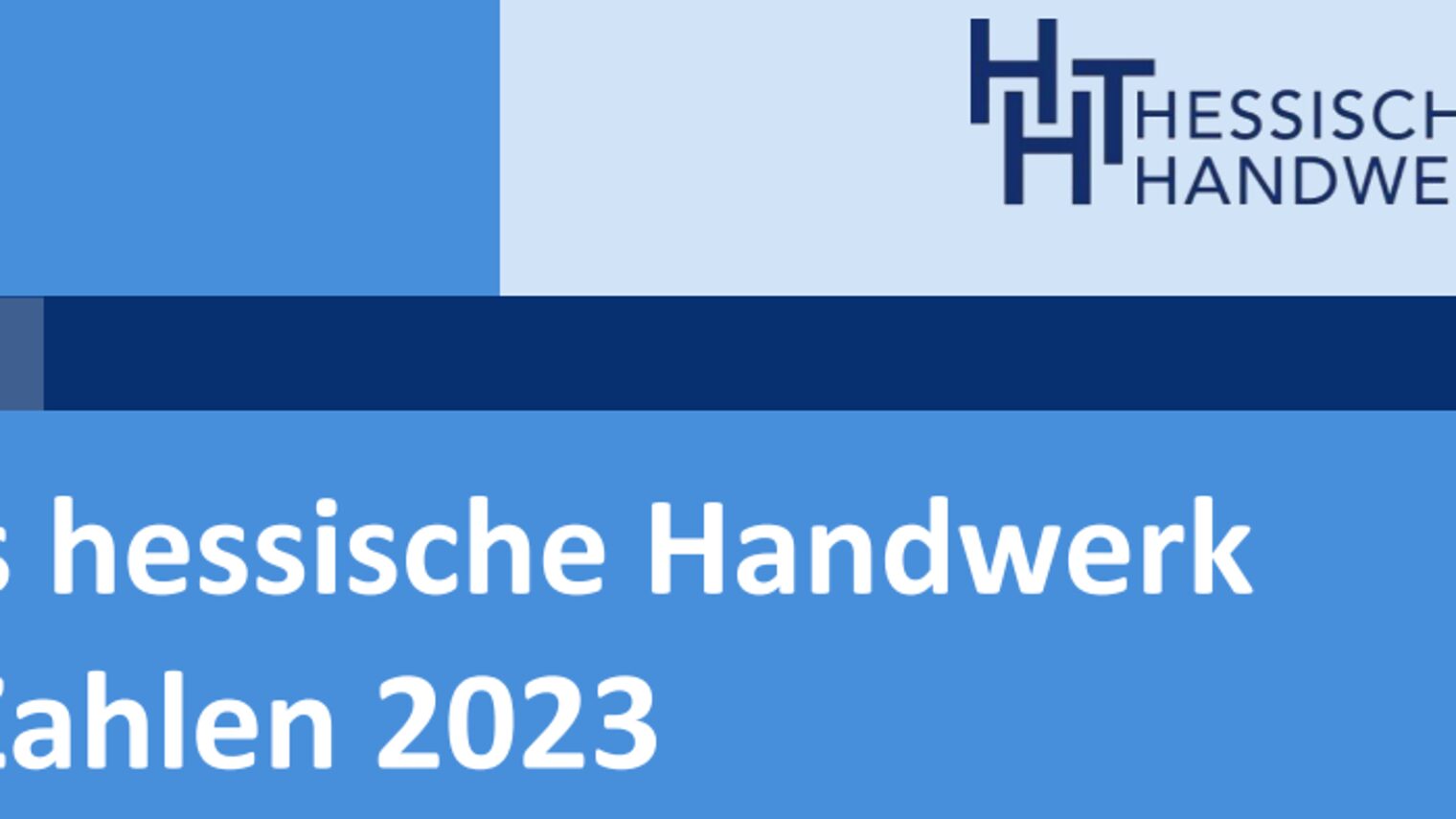 Logo: Hessischer Handwerkstag Schriftszug: Das hessische Handwerk in Zahlen 2023